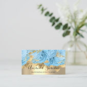 Blue Gold Rozen Flower Logo Event Planner QRCode Visitekaartje (Staand voorkant)
