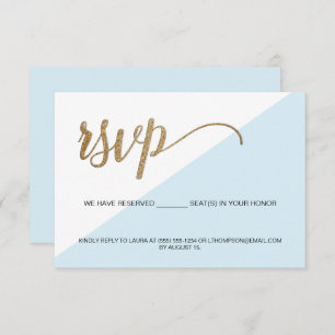 Blue Gold RSVP Geen mailing Reserved Seat Invitati Kaart