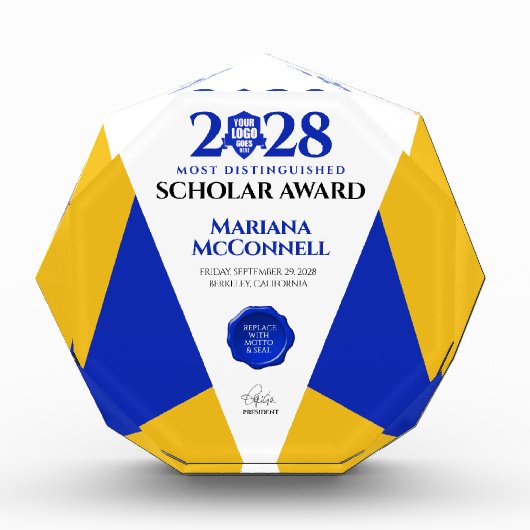 Blue Gold School College University Afstuderen Fotoblokken (Voorkant)