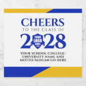 Blue Gold School College University Afstuderen Sparkling Wijnetiket (Enkel label)