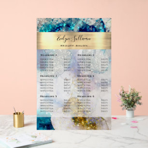 Blue Gold Silver Glitter Waterverf prijslijst Acryl Bord