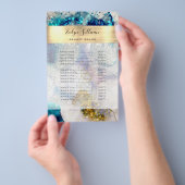 Blue Gold Silver Glitter Waterverf prijslijst Flyer (Hand)