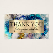 Blue Gold Silver glitter-waterverf Visitekaartje (Voorkant)