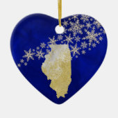 Blue Gold Snowflake Illinois Heart Keramisch Ornament (Voorkant)