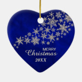 Blue Gold Snowflake Illinois Heart Keramisch Ornament (Achterkant)