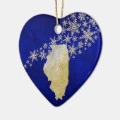Blue Gold Snowflake Illinois Heart Keramisch Ornament (Links)