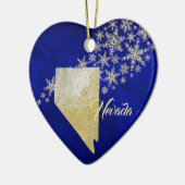 Blue Gold Snowflake Nevada Heart Keramisch Ornament (Links)
