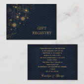 blue gold Snowflakes bruiloft cadeauregister Informatiekaartje (Voorkant / Achterkant)