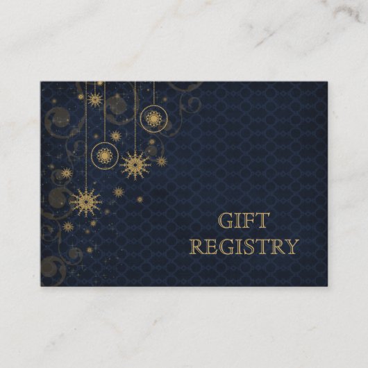 blue gold Snowflakes bruiloft cadeauregister Informatiekaartje (Voorkant)
