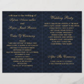 blue gold Snowflakes bruiloft programma's gevouwen (Achterkant)