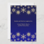 Blue, Gold Snowflakes Couples Douche Invitation (Dos)