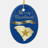 Blue Gold South Carolina Star Keramisch Ornament (Voorkant)