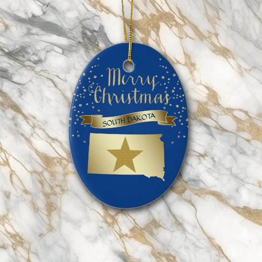 Blue Gold South Dakota Star Keramisch Ornament