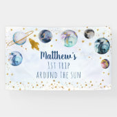 Blue Gold Space Birthday-banner Spandoek (Horizontaal)
