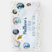 Blue Gold Space Birthday-banner Spandoek (Verticaal)