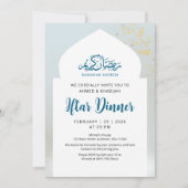 Blue Gold Sparkle Iftar Dinner Invitation (Devant)