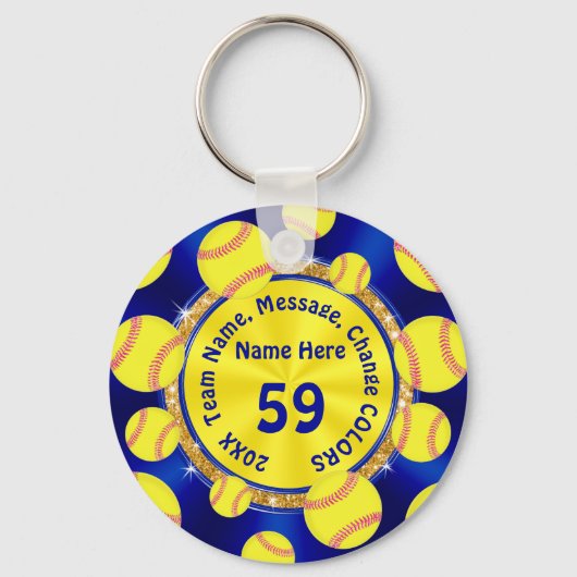 Blue Gold Specialized Softball Gift Bag Ideeën Sleutelhanger (Voorkant)