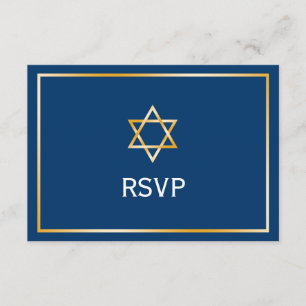 Blue Gold Star de David Bar Mitzvah RSVP