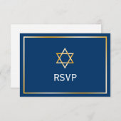 Blue Gold Star de David Bar Mitzvah RSVP (Devant / Derrière)