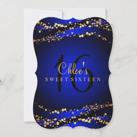 Blue & Gold Stardust Sweet 16 Invitation (Devant)