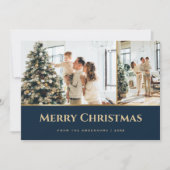 Blue Gold Stars Feestdagenkaart (Voorkant)