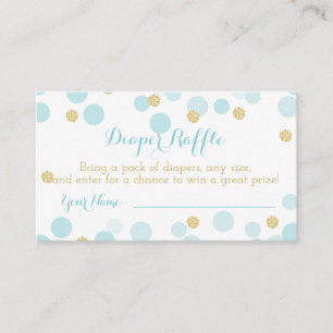 Blue Gold Stippen Baby shower Luier Raffle Ticket Informatiekaartje