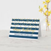 Blue Gold Stripes Business Group Carte d'anniversa (Fleur jaune)