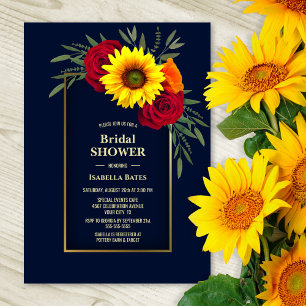 Blue Gold Sunflower Red Rose Vrijgezellenfeest Kaart