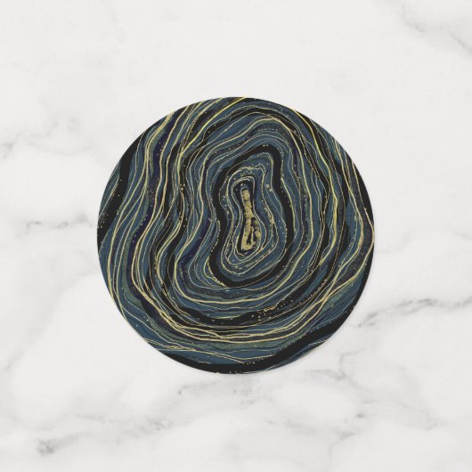 Blue Gold Swirl Glam Art Birthday Party Confetti (Kleine voorkant)