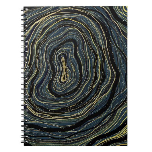 Blue Gold Swirl Glam Art Dream Journal Planner (Devant)