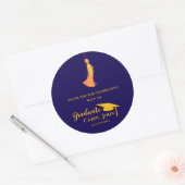 Blue Gold Tassel 2025 Afstuderen Bedankt Ronde Sticker (Envelop)