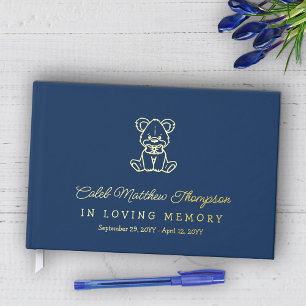 Blue Gold Teddy Bear Garçon En Mémoire Amoureuse
