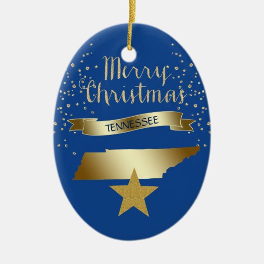 Blue Gold Tennessee Star Keramisch Ornament (Voorkant)