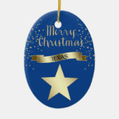 Blue Gold Texas Star Keramisch Ornament (Voorkant)