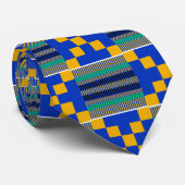Blue Gold Turquoise Kente Cravate africain (Roulé)