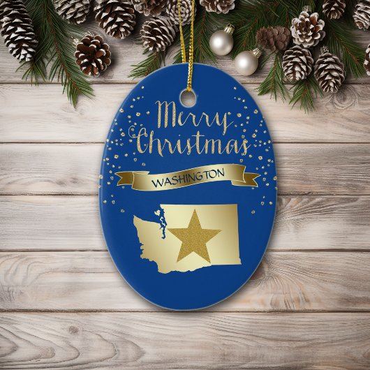 Blue Gold Washington Star Keramisch Ornament