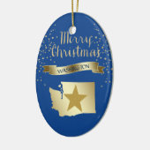 Blue Gold Washington Star Keramisch Ornament (Links)