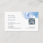 Blue Gold Watercolor Flowers Visitekaartje (Achterkant)