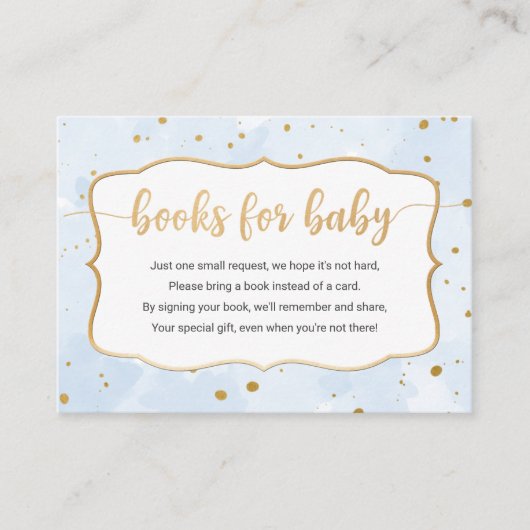 Blue Gold Waterverf boy book request card Visitekaartje (Voorkant)