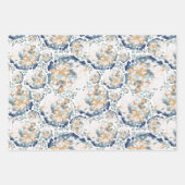 Blue Gold Waterverf Hydrangeas Herfst Inpakpapier Vel (Voorkant)