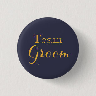 Blue Gold Wedding Team Groom Ronde Button 3,2 Cm