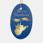 Blue Gold West Virginia Star Keramisch Ornament (Links)