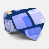 Blue Gold White Mosaic Stropdas (Opgerold)