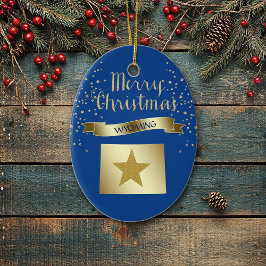 Blue Gold Wyoming Star Keramisch Ornament