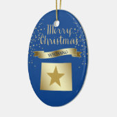 Blue Gold Wyoming Star Keramisch Ornament (Links)
