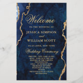 Blue Golden Marble Agate Wedding Ceremony Program (Voorkant)