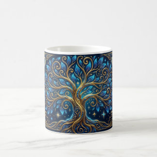 Blue Golden Tree Art Coffee Mug | Aesthetic Nature