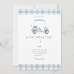 Blue Golf Cart baby shower Uitnodiging