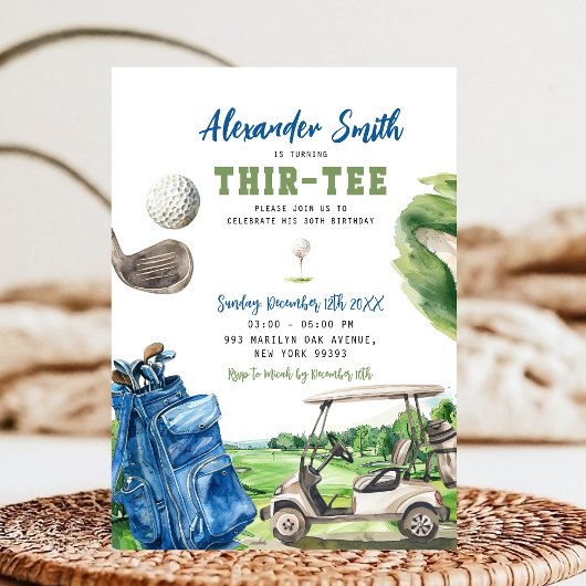 Blue Golf Thir-Tee Invitation Anniversaire