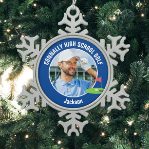 Blue Golfer Foto Hoge School Golf Team Tin Sneeuwvlok Ornament